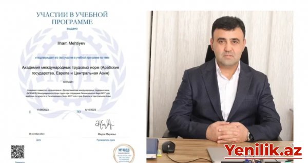 Bakı 13 saylı mediasiya təşkilatının rəhbəri İlham Mehtiyev belnəlxalq sertifikatla təltif edilib.