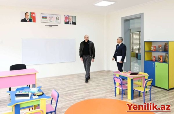 Prezident Şamaxı Avropa liseyinin yeni binasının açılışında - FOTO