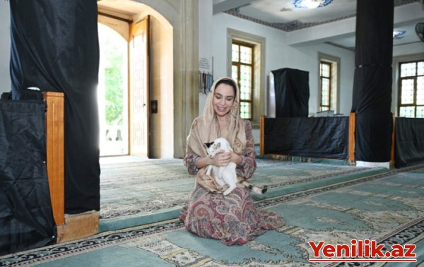 Leyla Əliyeva Yevlaxda Cümə məscidində - Fotolar