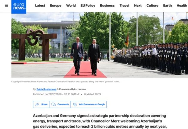 “Euronews” Prezident İlham Əliyevin Almaniya səfərini geniş işıqlandırıb